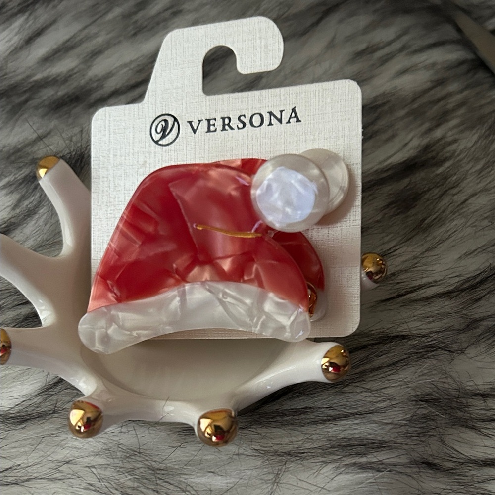 Versona Santa hat, hair clip, NWT